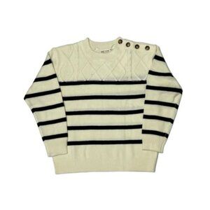 Grace Karin Beige / Black Striped Sweater Knit Long sleeve Size S